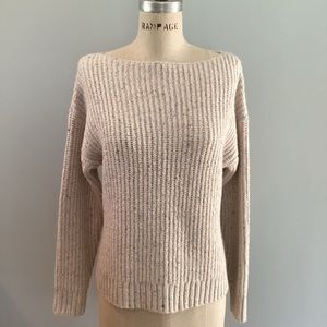 Old Navy Cream Speckled Pullover Boatneck Sweater Size Medium